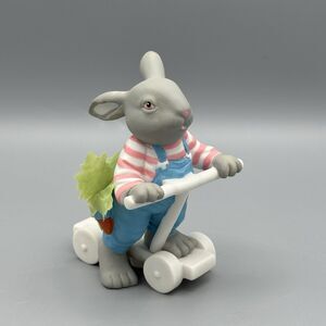 Vtg Dept 56 Hideaway Hollow Boy Bunny on Scotter Carrot Easter Decor Figurine